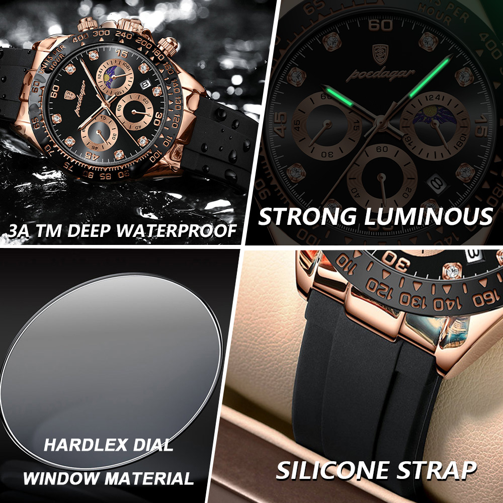 Luxury Chronograph Men Wristwatch, High Quality Quartz Man Watch, Waterproof Luminous Military Men Watches