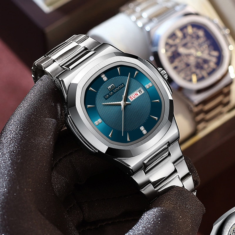 Gold Luxury Brand Men Rhinestone Watches Stainless Steel Waterproof Quartz Movement Business Watch 4