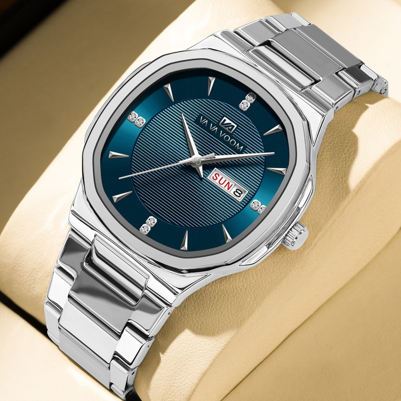 Gold Luxury Brand Men Rhinestone Watches Stainless Steel Waterproof Quartz Movement Business Watch 8