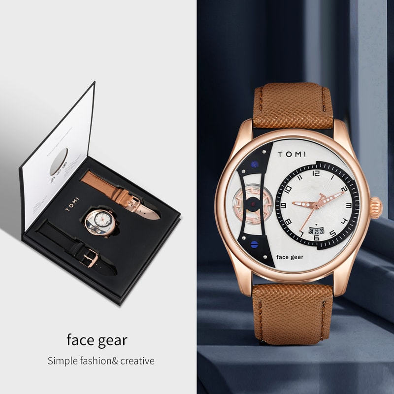 Luxury Quartz Watch For Men Mens Minimalist Business Quartz Watch Double Strap Detachable Gift 6