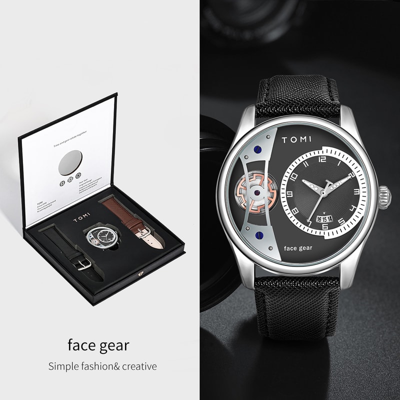 Luxury Quartz Watch For Men Mens Minimalist Business Quartz Watch Double Strap Detachable Gift 9