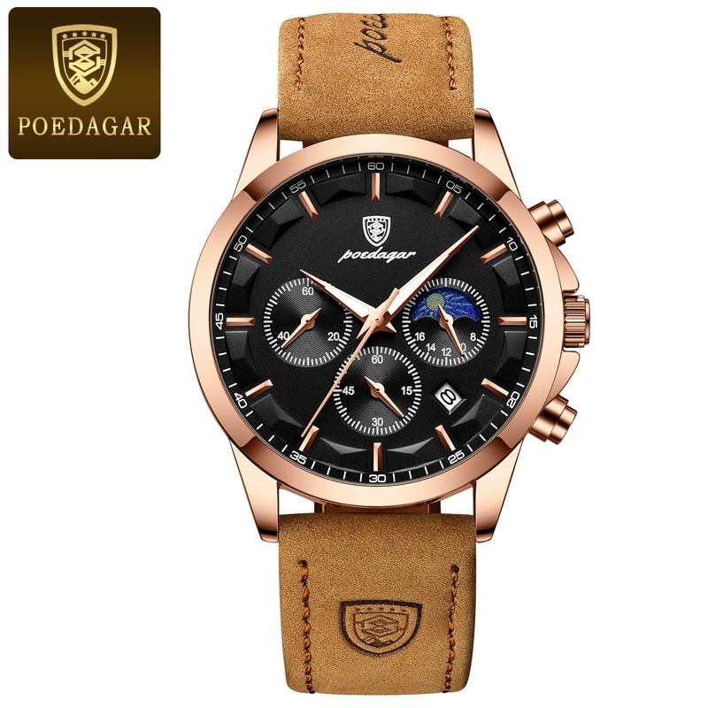Business Leather Men Watches Clock Sports Luxury Men Quartz Watch Waterproof Chronograph Luminous D 10