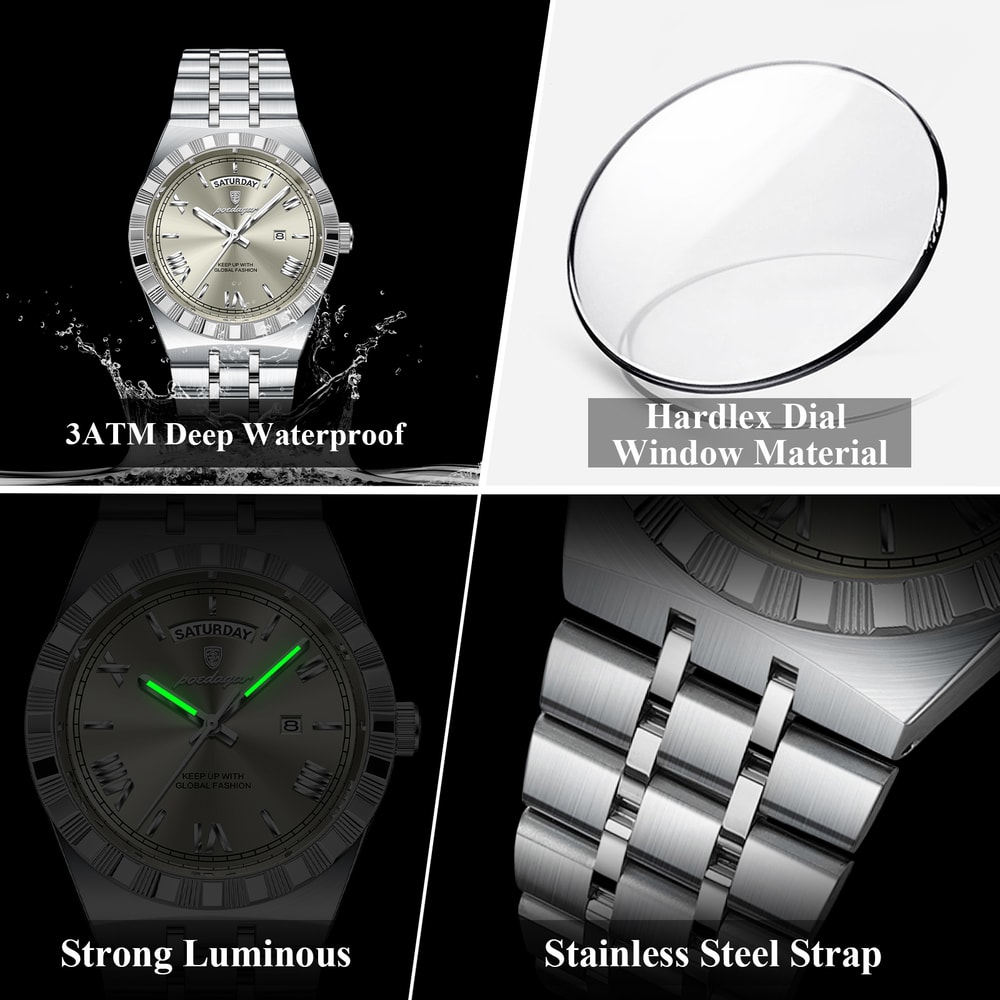 Quartz Business Watches For Men Luxury Fashion Man Wristwatch Waterproof Luminous Stainless Steel C 3