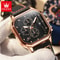 Square Waterproof Chronograph Quartz Watch Trend Brand Original Mens Watches Luminous Leather Strap 3