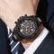 Light luxury refined fake three eye, mixed bar scale dial silicone quartz watch, elegant wristwear