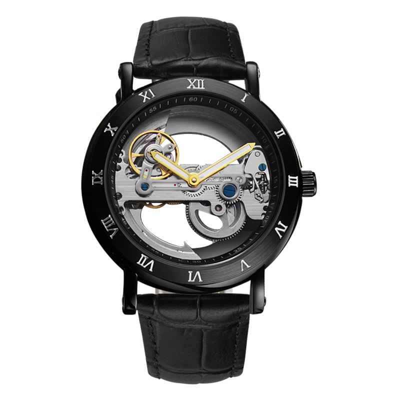 Automatic Mechanical Mens Watch, Mechanical Wristwatches Watches for Man, Watches Golden Bridge Skeleton