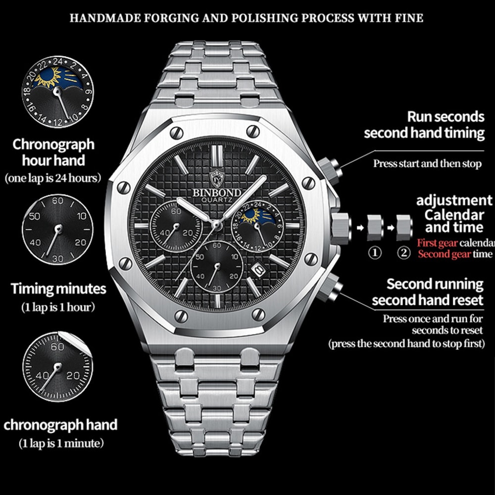 Luxury High Man Quartz Wristwatch Quality Men Watch Waterproof Luminous Stainless Steel Mens Casual 1