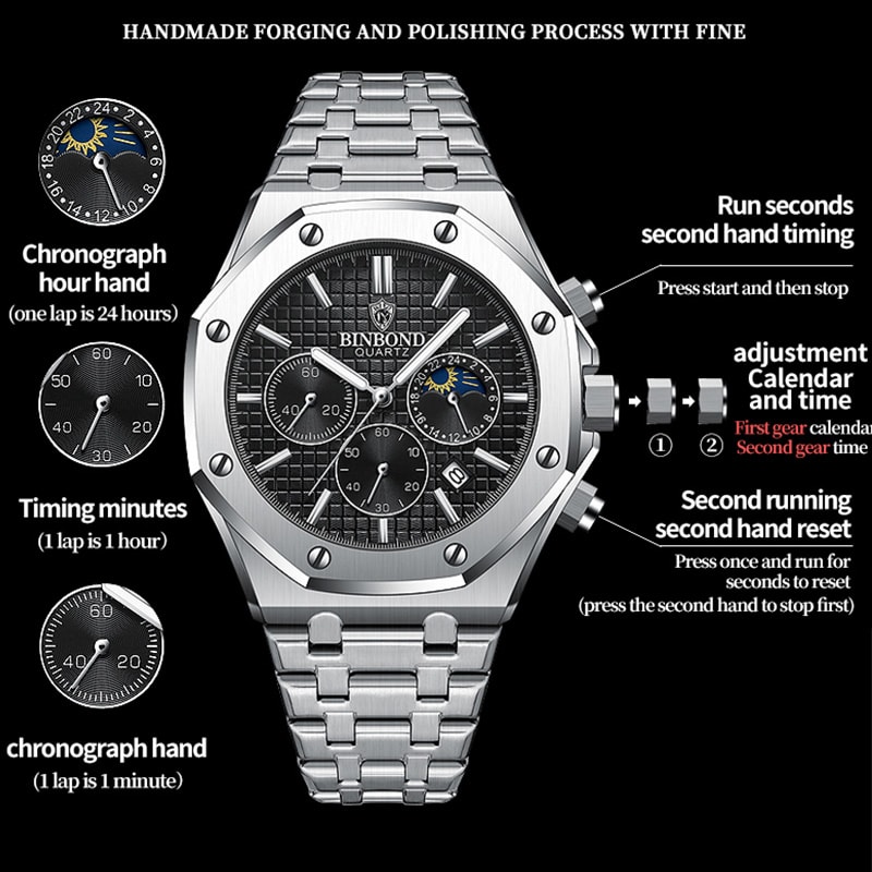 Luxury High Man Quartz Wristwatch Quality Men Watch Waterproof Luminous Stainless Steel Mens Casual 1