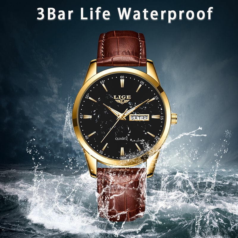 Leather Mens Quartz Wristwatch Business Man Watch Waterproof Luminous Auto Date Week Men Watches Fo