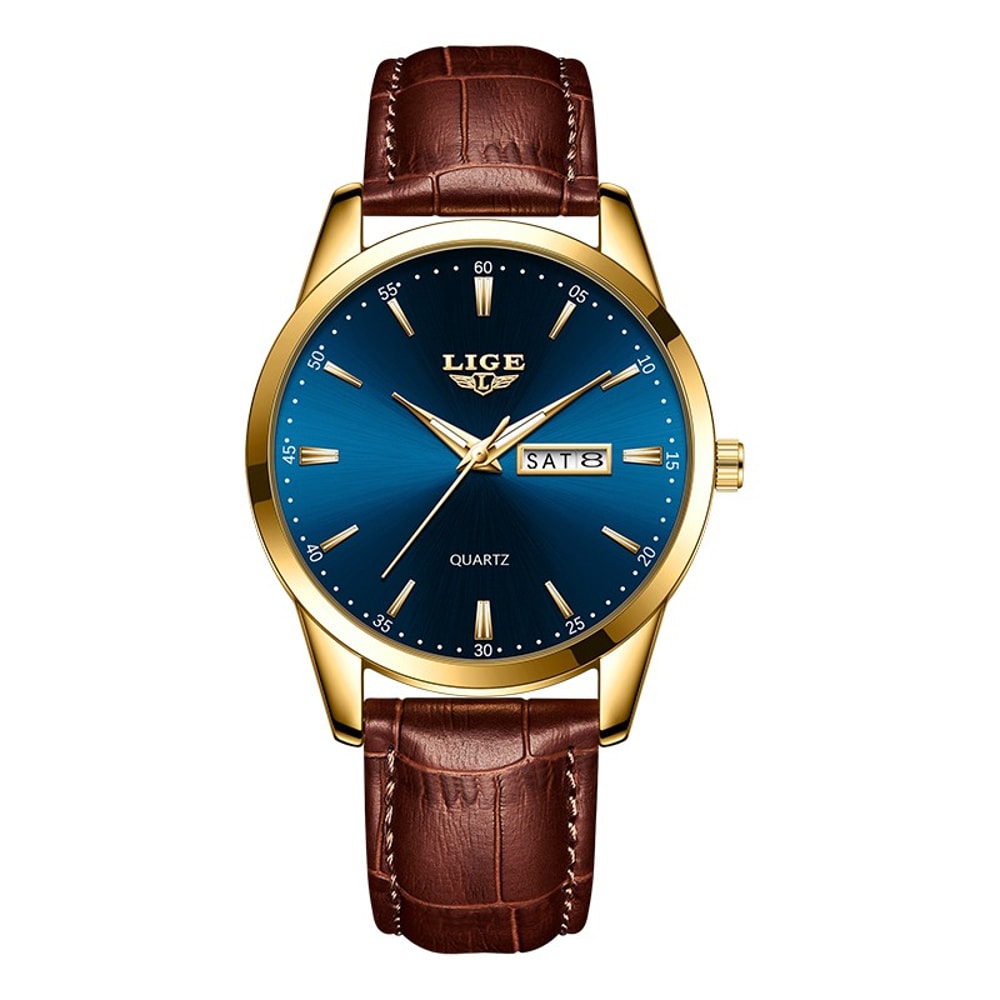 Leather Mens Quartz Wristwatch Business Man Watch Waterproof Luminous Auto Date Week Men Watches Fo