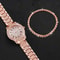 Roman Quartz Watch With Double Row Diamond Bracelet Gift Set Luxury Fashion Alloy Full Diamond 1