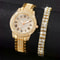 Roman Quartz Watch With Double Row Diamond Bracelet Gift Set Luxury Fashion Alloy Full Diamond 3