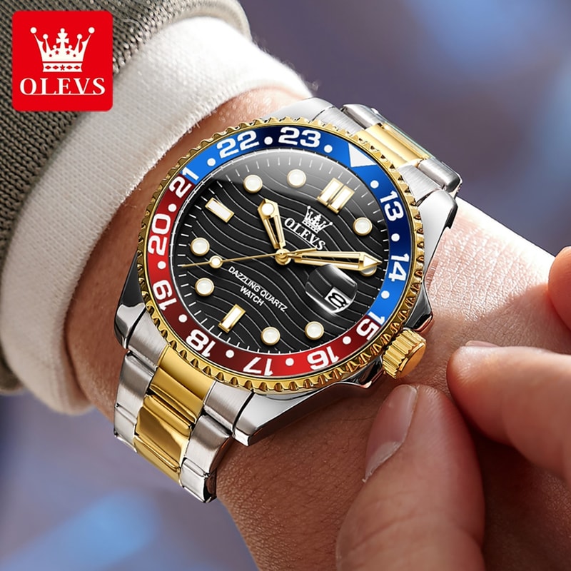 Waterproof Calendar Luminous Quartz Watch, Original Luxury Men's Watches, Stainless Steel Authentic Watch for Man