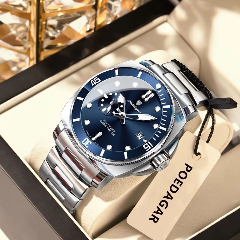 Waterproof Luminous Date Mens Watches Stainless Steel Business Quartz Luxury Wristwatch For Men 1