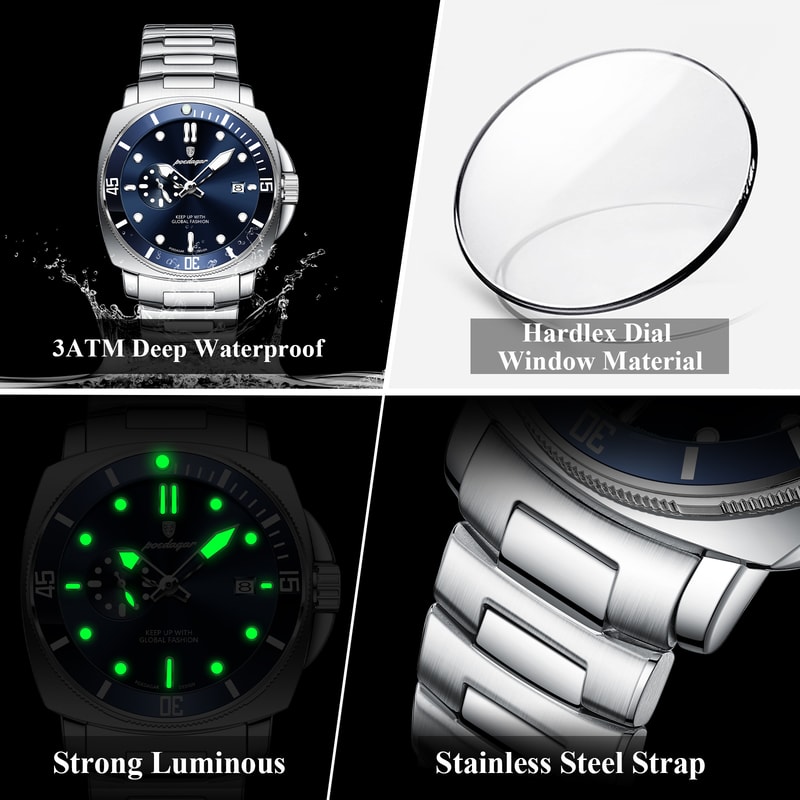 Waterproof Luminous Date Mens Watches Stainless Steel Business Quartz Luxury Wristwatch For Men 3