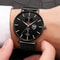 Men Business Casual Quartz Wrist Watch, Luxury Black Stainless Steel Mesh Belt, Ultra Thin Design