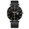 Men Business Casual Quartz Wrist Watch, Luxury Black Stainless Steel Mesh Belt, Ultra Thin Design