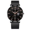 Men Business Casual Quartz Wrist Watch, Luxury Black Stainless Steel Mesh Belt, Ultra Thin Design