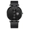 Men Business Casual Quartz Wrist Watch, Luxury Black Stainless Steel Mesh Belt, Ultra Thin Design