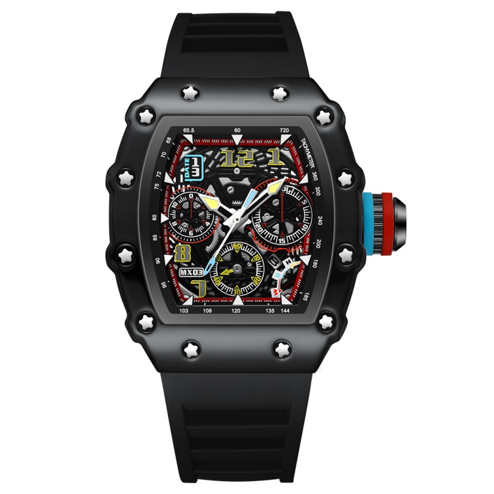 Richard Luminous Calendar Barrel Hollow Mechanical Watch Luxury Waterproof Watches For Men 4