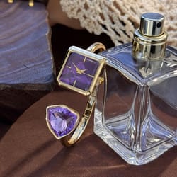 high-end quartz wristwatch, new ladies open bracelet watch, assorted shaped diamond color gemstone timepiece