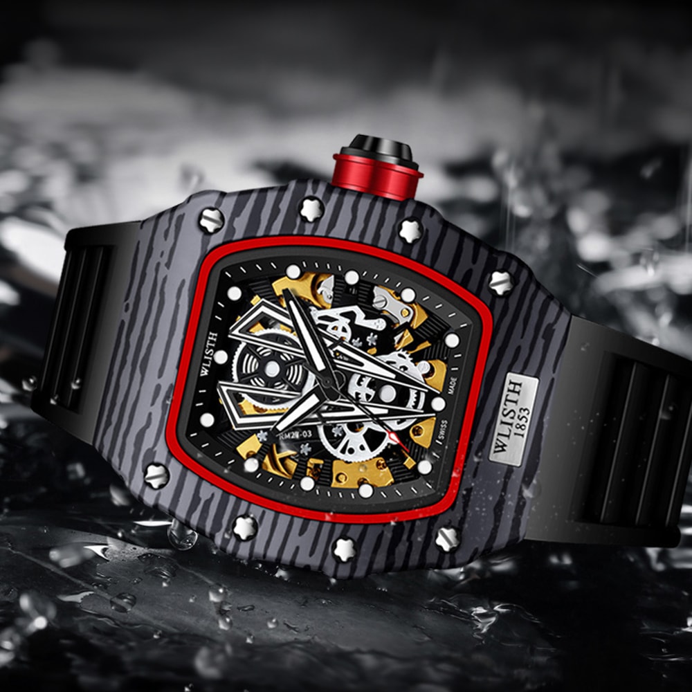 Business Mens Mechanical Watch Waterproof Luminous Barrel Design 1