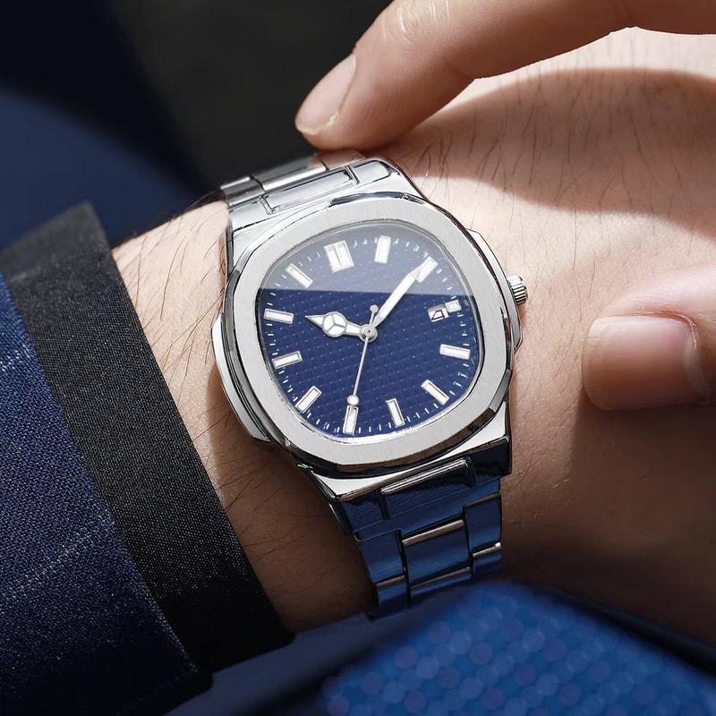 Calendar Mens Quartz Watch Luxury Square Men Business Watches 1