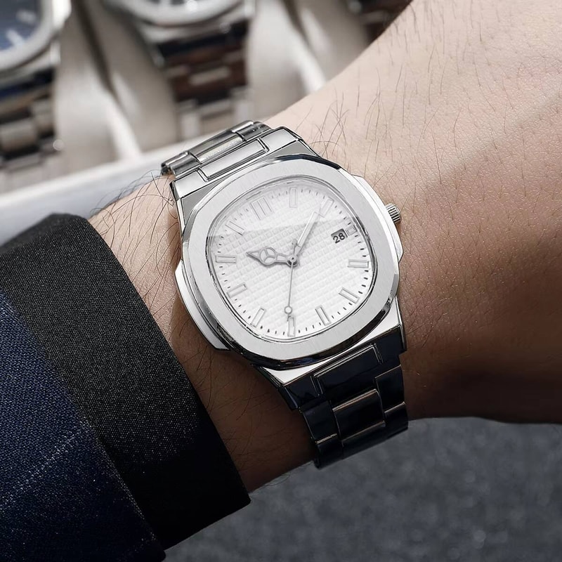 Calendar Mens Quartz Watch Luxury Square Men Business Watches 2