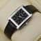 Luxury Quartz Clock Men Square Watch Black White Case Leather Band For Women And Men 2