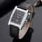 Luxury Quartz Clock Men Square Watch Black White Case Leather Band For Women And Men 3