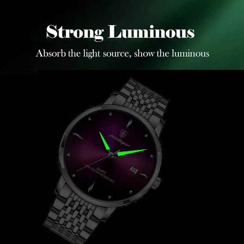 Luxury Casual Mens Watch Waterproof Quartz Stainless Steel Date Display With Night Light 2