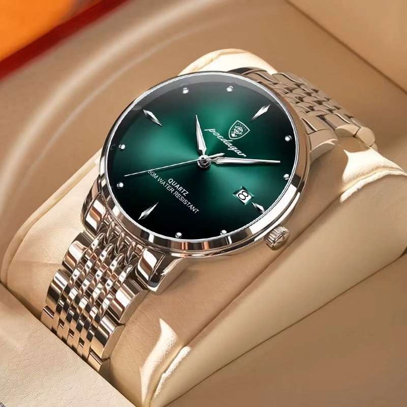 Luxury Casual Mens Watch Waterproof Quartz Stainless Steel Date Display With Night Light 7