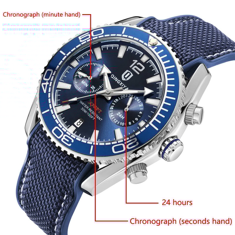 Men Brand Multifunctional Sports Watch Waterproof Quartz Chronograph With Luminous Display 2