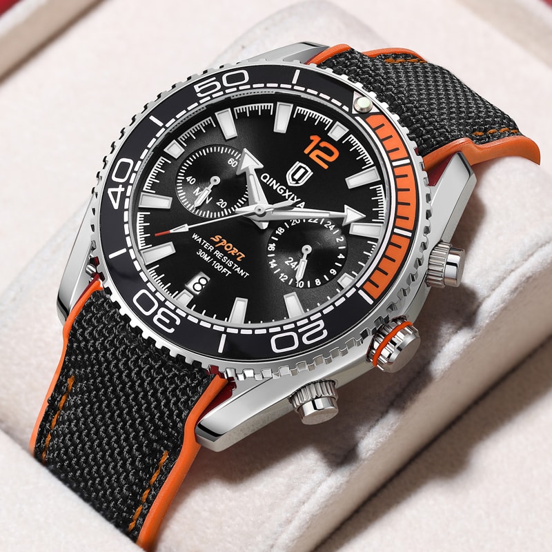 Men Brand Multifunctional Sports Watch Waterproof Quartz Chronograph With Luminous Display 6