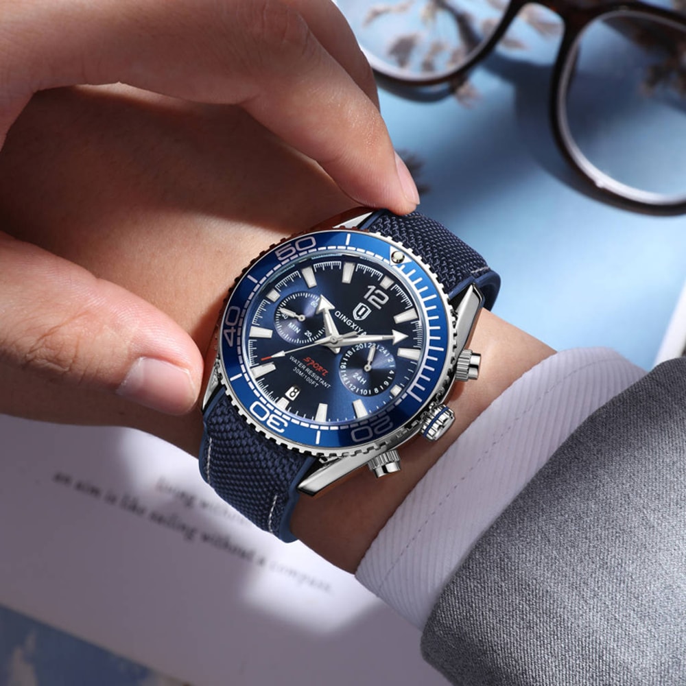 Men Brand Multifunctional Sports Watch Waterproof Quartz Chronograph With Luminous Display 4