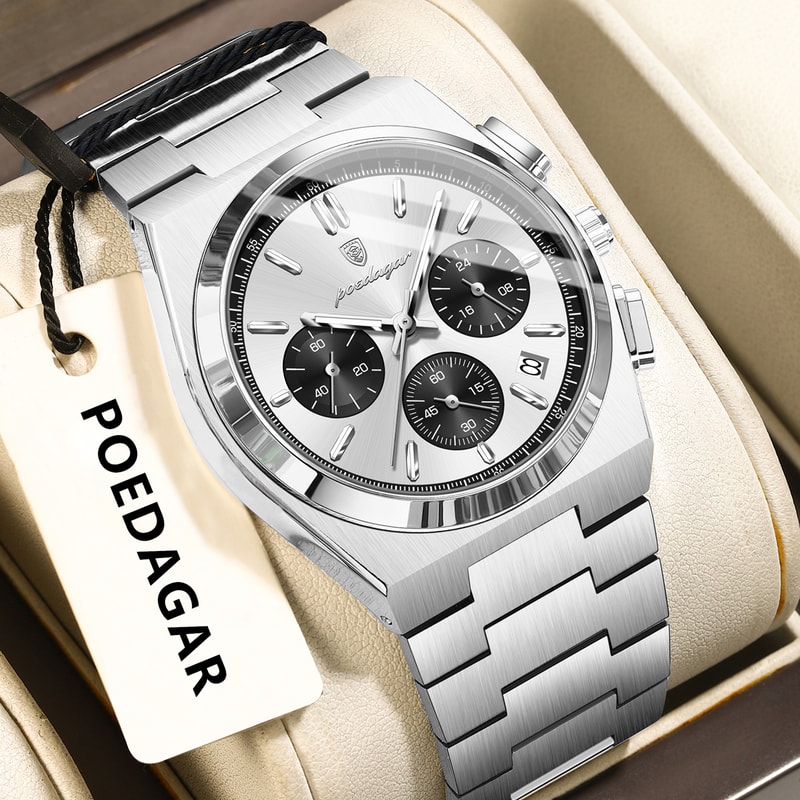 Luminous Business Watches For Men Fashion Men Wristwatch Chronograph Date Stainless Steel Quartz Ma 8