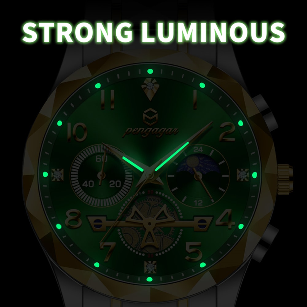 Stainless Steel Chronograph Fashion Man Wristwatch Luminous Quartz Watch For Men Waterproof Luxury 1