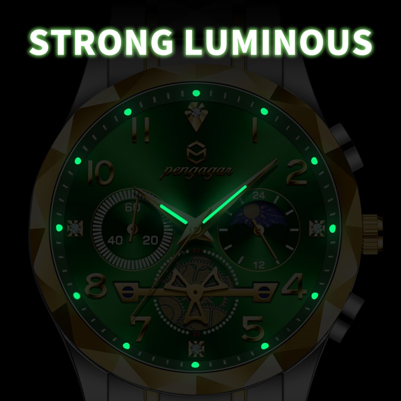 Stainless Steel Chronograph Fashion Man Wristwatch Luminous Quartz Watch For Men Waterproof Luxury 1
