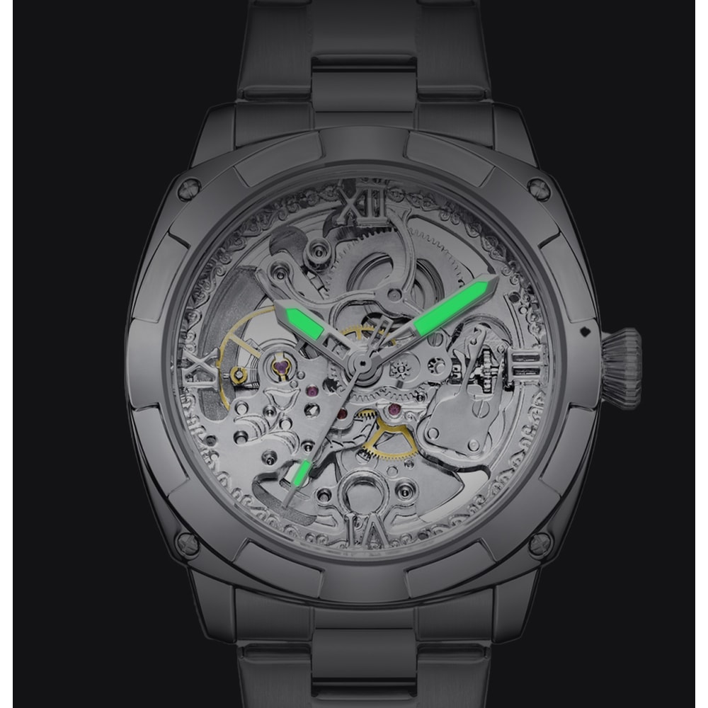 Luxury Mechanical Watches Skeleton Waterproof Men Automatic Watch Stainless Steel Mens Watch 3