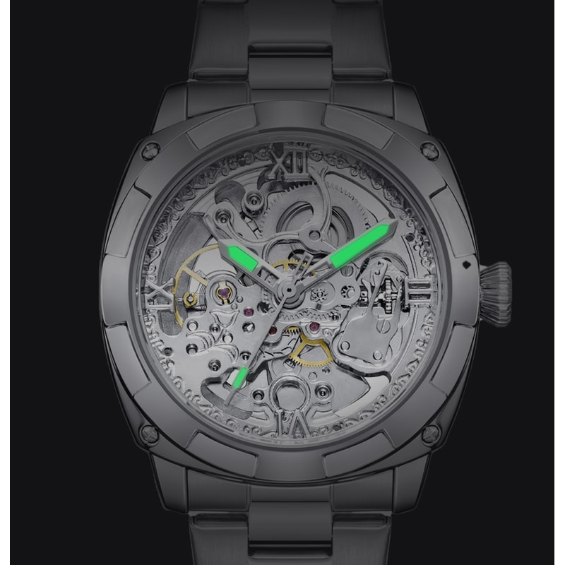 Luxury Mechanical Watches Skeleton Waterproof Men Automatic Watch Stainless Steel Mens Watch 3
