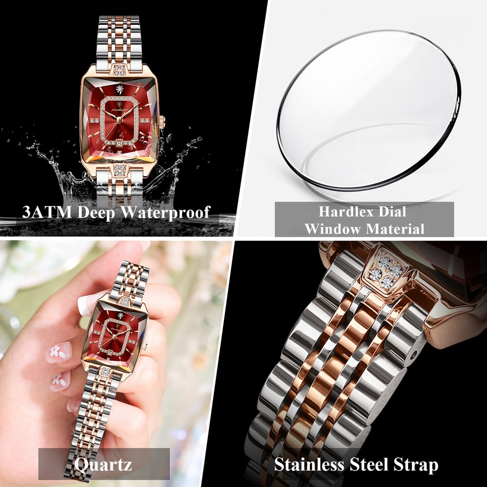 Elegant Waterproof Calendar Watch Stainless Steel Quartz Luxury Watch For Women 2