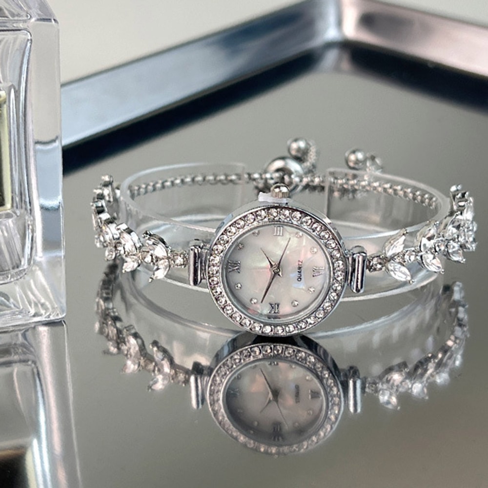 Quartz Crystal Women Diamond Wristwatches, Free Adjustment Bracelet, Wedding Banquet Watches