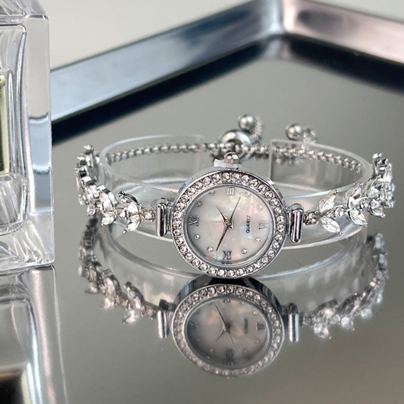 Quartz Crystal Women Diamond Wristwatches, Free Adjustment Bracelet, Wedding Banquet Watches