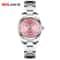 Fashionable Stainless Steel Rhinestone Pink Luxury Women's Watch, Minimalist Girl Clock for Outdoor Travel