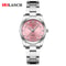 Fashionable Stainless Steel Rhinestone Pink Luxury Women's Watch, Minimalist Girl Clock for Outdoor Travel