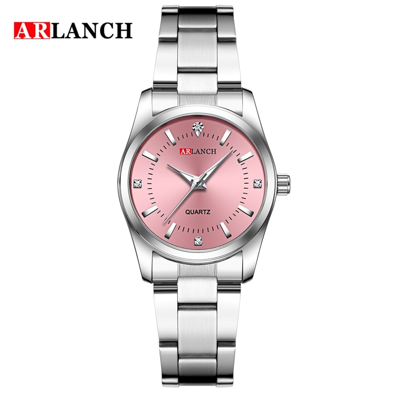Fashionable Stainless Steel Rhinestone Pink Luxury Women's Watch, Minimalist Girl Clock for Outdoor Travel