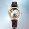 Luxury Fashion Casual Leather Watch For Ladies Flywheel Double Hollowed Automatic Mechanical Waterp 1