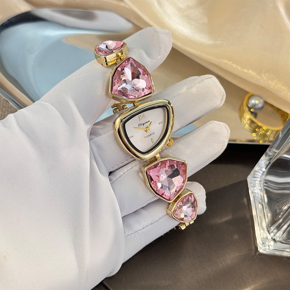 Big Diamond Watch Light Luxury Niche Watch New Color Scheme Irregular Design Stylish Women Fashion 1