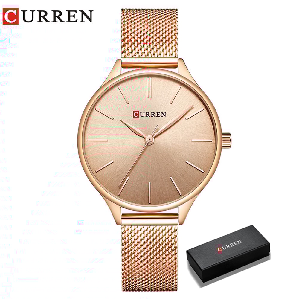 Luxury Womens Watch Stainless Steel Mesh Strap Matte Dial Japanese Quartz Movement 3