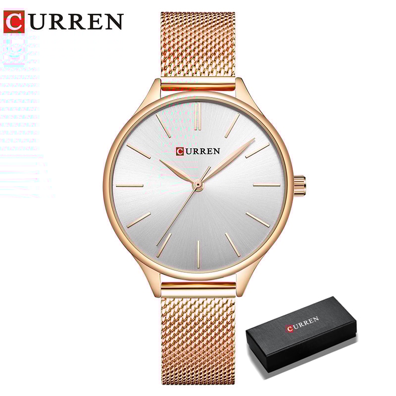 Luxury Womens Watch Stainless Steel Mesh Strap Matte Dial Japanese Quartz Movement 6